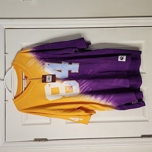 Randy Moss Tie-dye shirt jersey by Mitchell & Ness. (2x) Purple and Gold